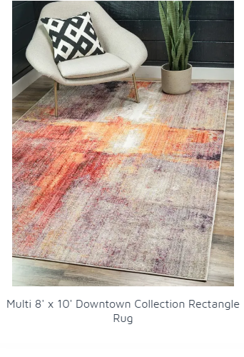 4' 0 x 6' 0 Unique Loom Downtown Collection by Jill Zarin Collection Abstract Modern Warm Watercolor Pastel Tones Multi Area Rug